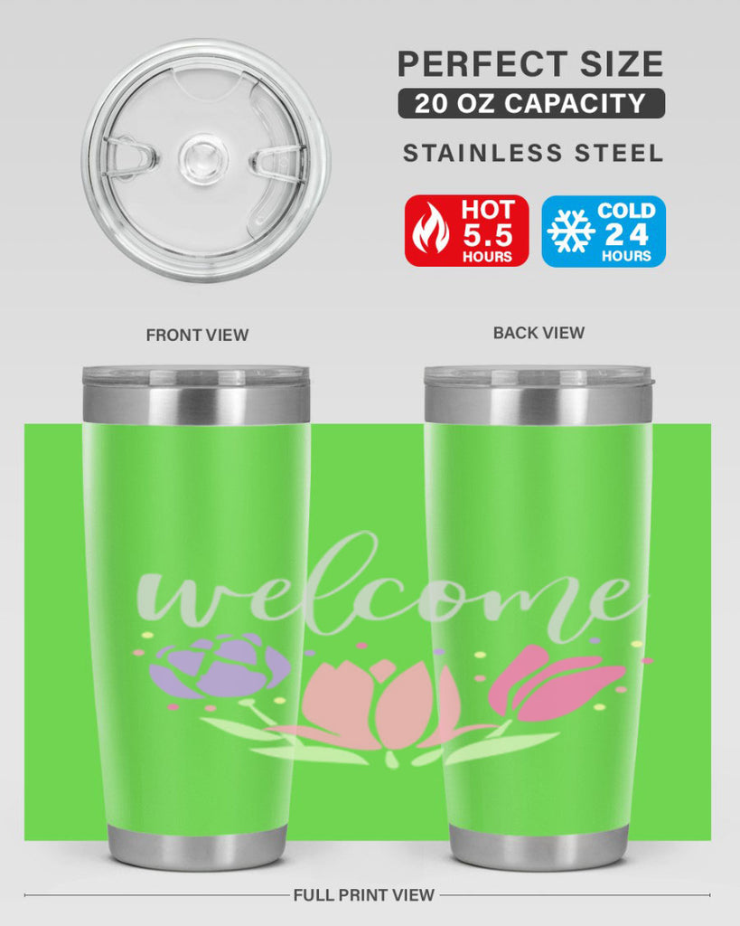 Welcome three flowers587#- spring- Tumbler