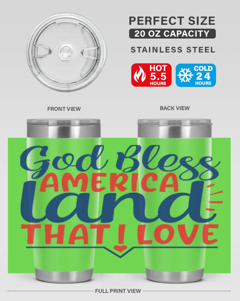 god bless america land that i love Style 54#- Fourt Of July- Tumbler