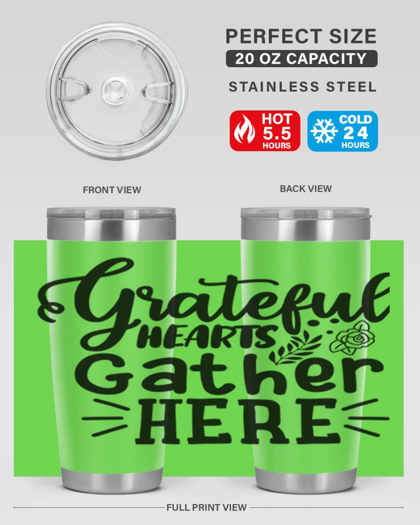grateful hearts gather here 58#- thanksgiving- Tumbler