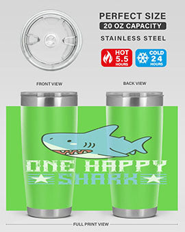 one happy shark Style 50#- shark  fish- Tumbler