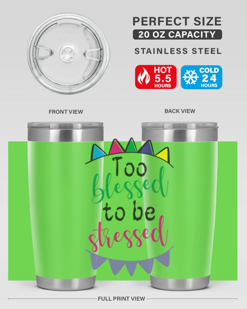 too blessed to be stressed- black words phrases- Cotton Tank