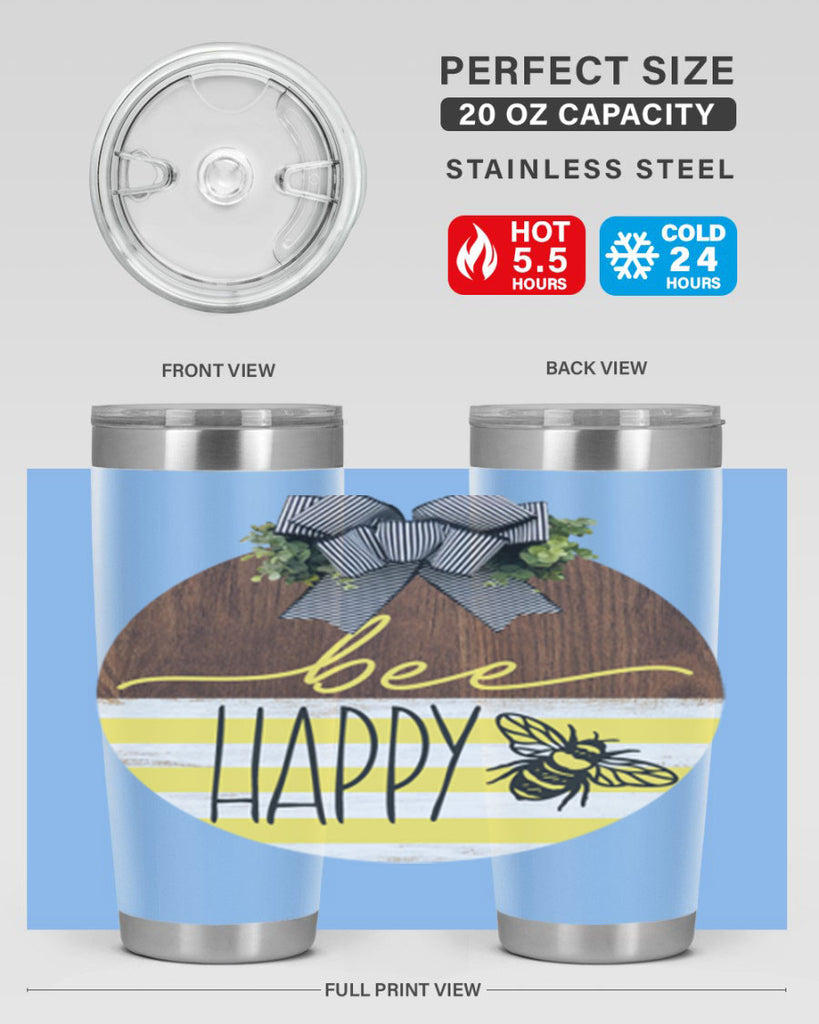 Bee Happy yellow stripes Mockup28#- spring- Tumbler