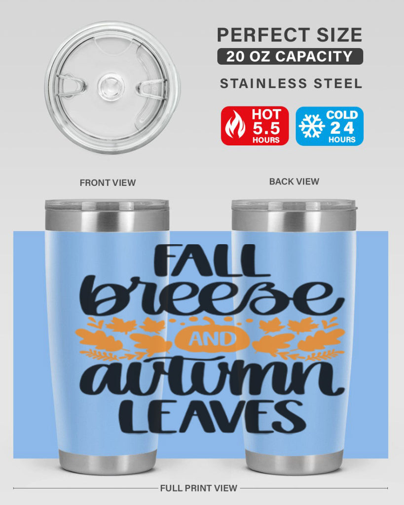 Fall Breezy And Autumn Leaves 482#- fall- Tumbler