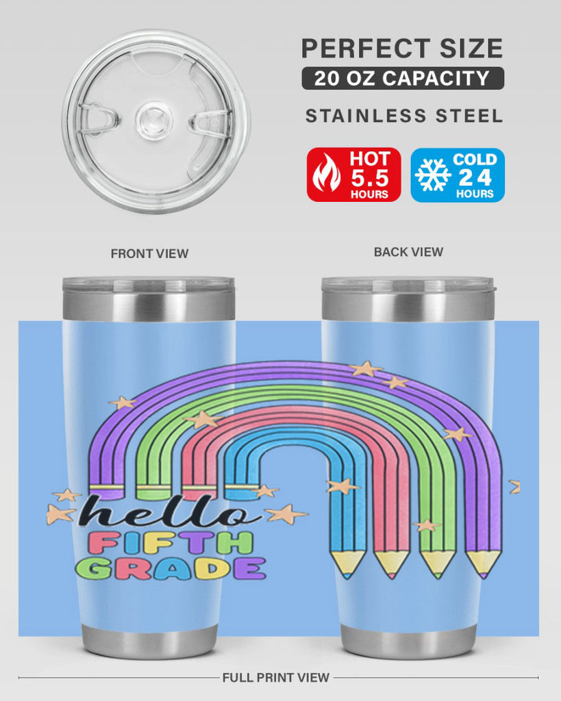 Hello 5th Grade Pencil Rainbow 13#- 5th grade- Tumbler