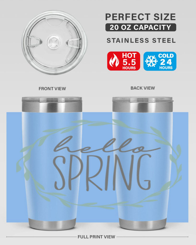 Hello Spring Wreath leaves210#- spring- Tumbler