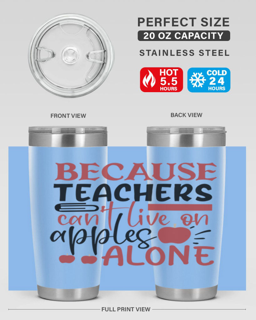 because teachers cant live on apples alone Style 121#- teacher- tumbler