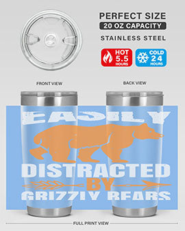 easily distracted by grizzly bears 1#- Bears- Tumbler