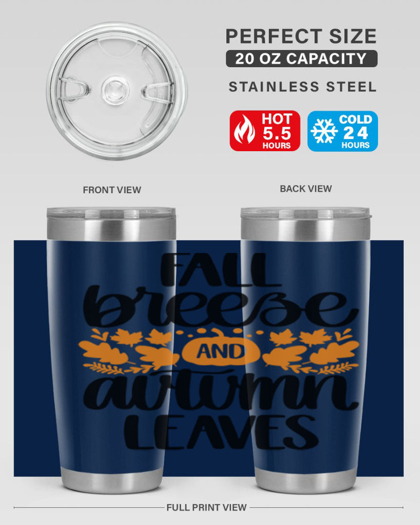 Fall Breezy And Autumn Leaves 482#- fall- Tumbler