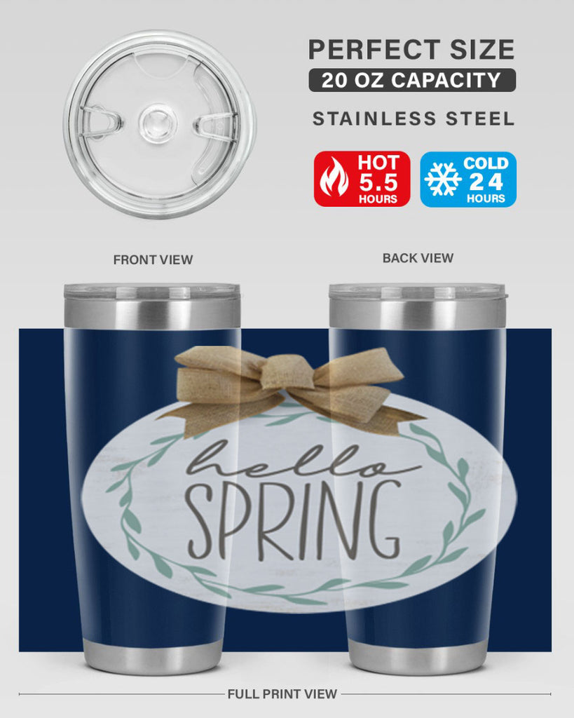 Hello Spring Wreath leaves Mockup209#- spring- Tumbler