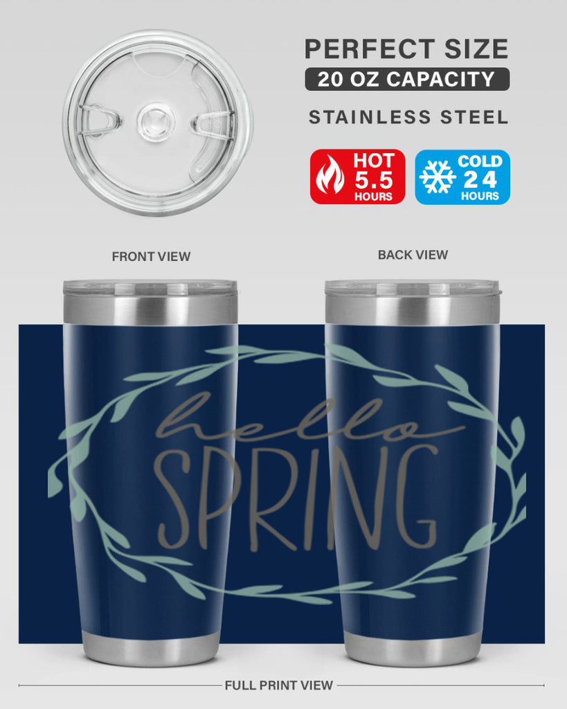 Hello Spring Wreath leaves210#- spring- Tumbler