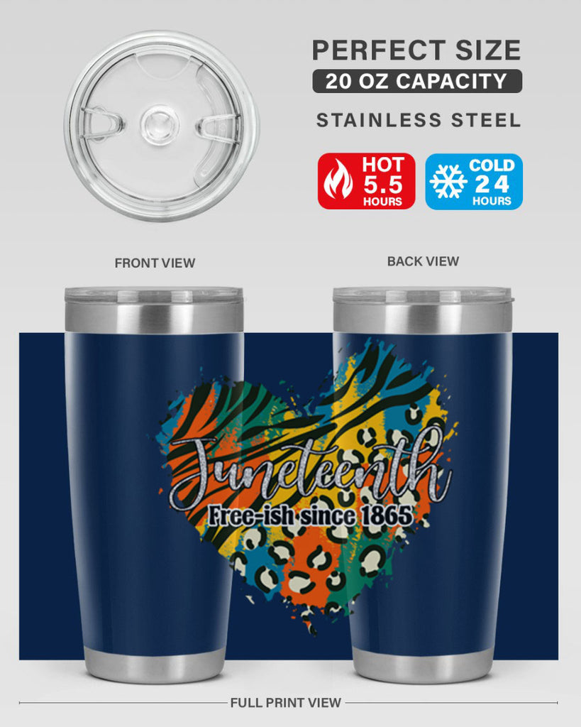 Juneteenth Freeish Since 1865 Heart Png 38#- Juneteenth- tumbler