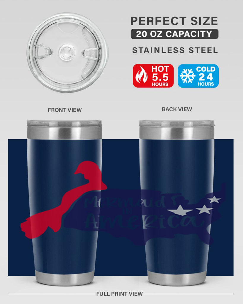 Mermaid In America Style 167#- Fourt Of July- Tumbler