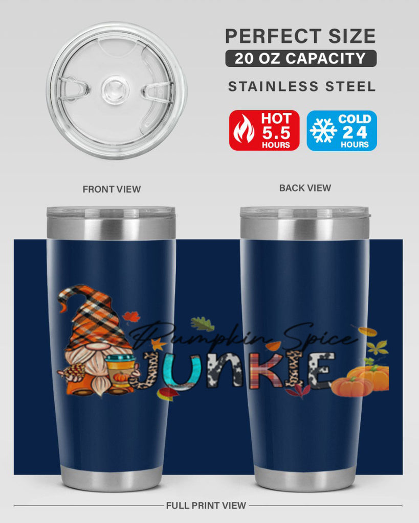 PumpkinSpiceJunkieFallGnome 567#- fall- Tumbler