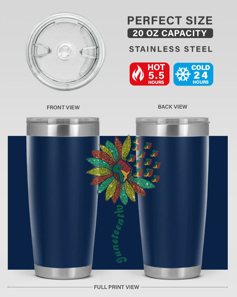 Sunflower Fist Juneteenth Black History 24#- Juneteenth- tumbler