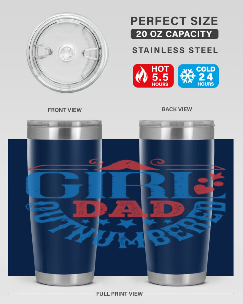 girl dad outnumbered 219#- fathers day- Tumbler