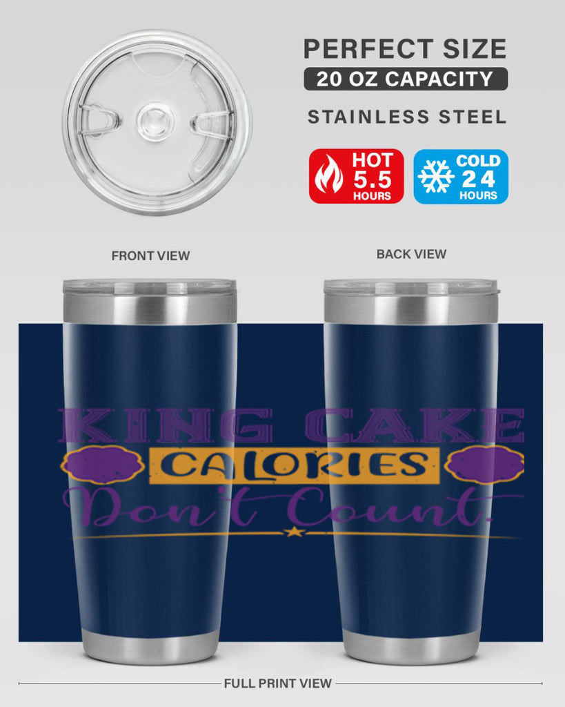 king cake calories dont count 54#- mardi gras- Tumbler
