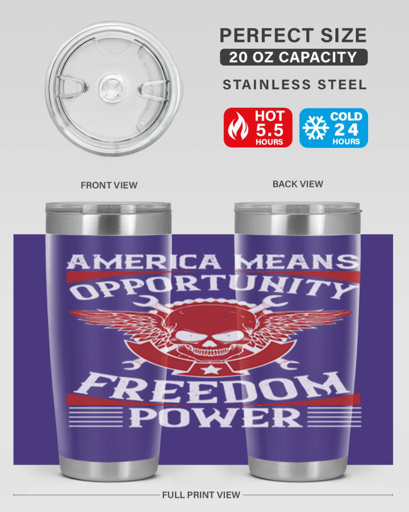 America means opportunity freedom power Style 85#- Fourt Of July- Tumbler