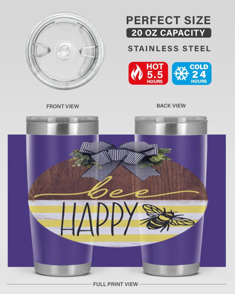Bee Happy yellow stripes Mockup28#- spring- Tumbler