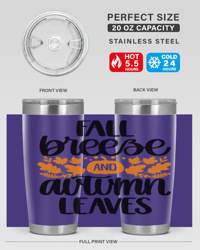 Fall Breezy And Autumn Leaves 482#- fall- Tumbler