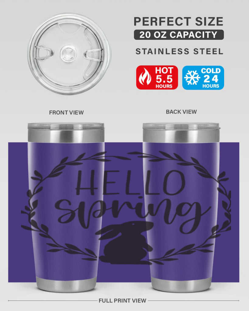 Hello Spring Bunny Wreath192#- spring- Tumbler