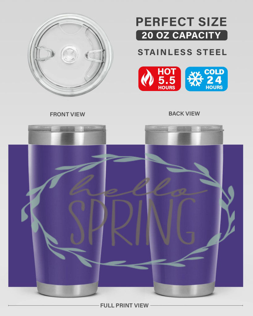 Hello Spring Wreath leaves210#- spring- Tumbler