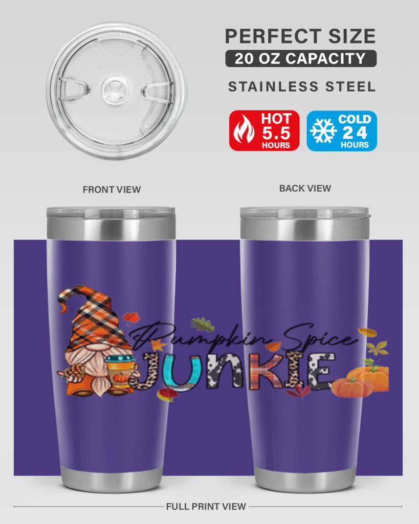 PumpkinSpiceJunkieFallGnome 567#- fall- Tumbler
