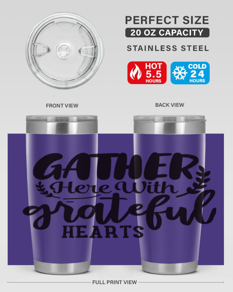 gather here with grateful hearts 62#- thanksgiving- Tumbler