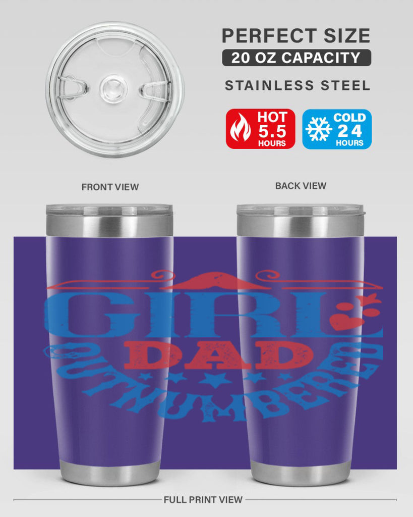 girl dad outnumbered 219#- fathers day- Tumbler