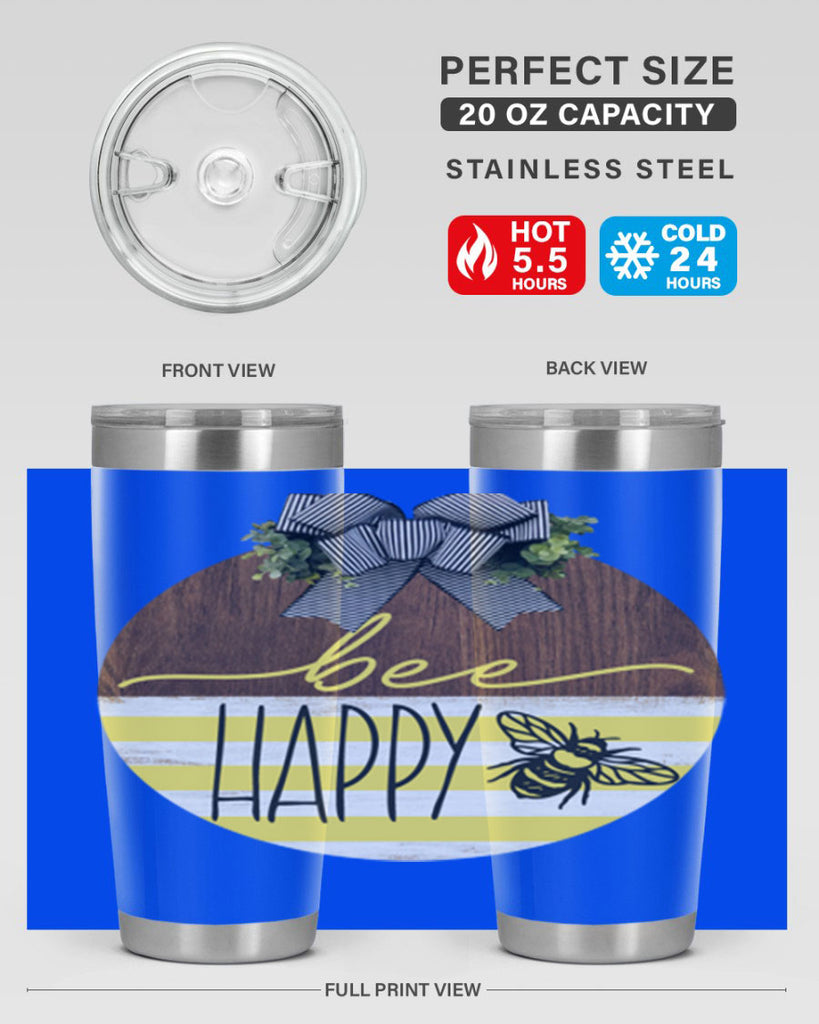 Bee Happy yellow stripes Mockup28#- spring- Tumbler
