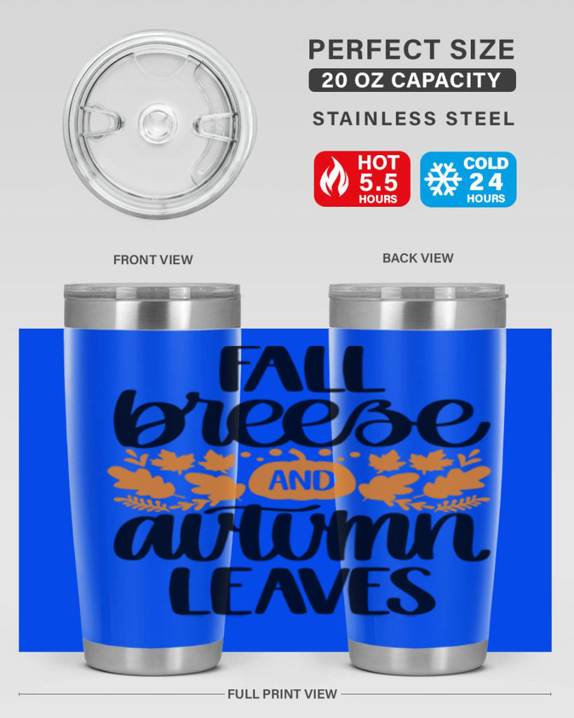 Fall Breezy And Autumn Leaves 482#- fall- Tumbler