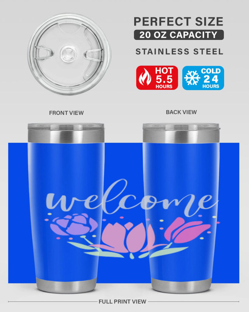 Welcome three flowers587#- spring- Tumbler