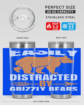 easily distracted by grizzly bears 1#- Bears- Tumbler