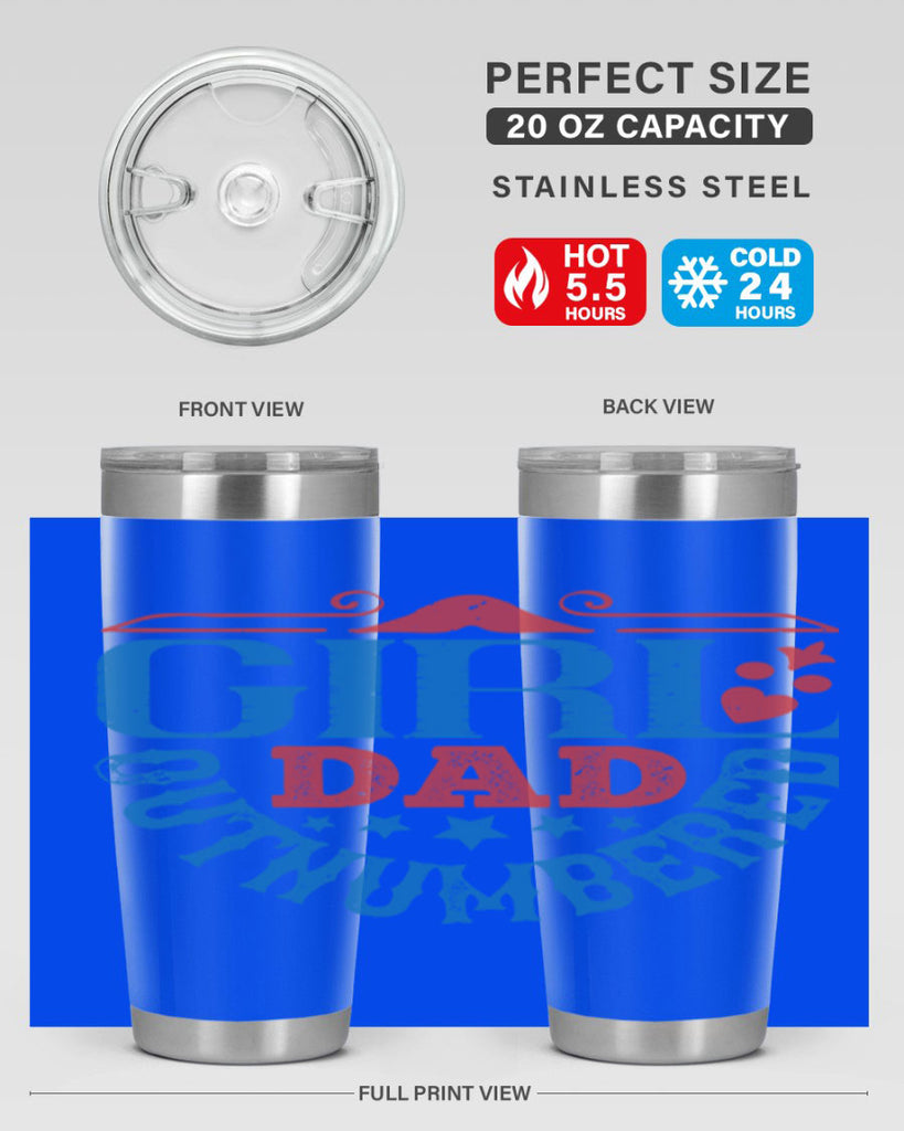 girl dad outnumbered 219#- fathers day- Tumbler