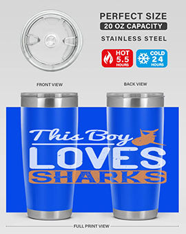 this boy loves sharks Style 14#- shark  fish- Tumbler