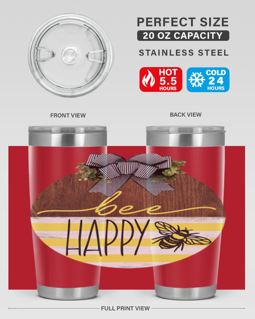 Bee Happy yellow stripes Mockup28#- spring- Tumbler