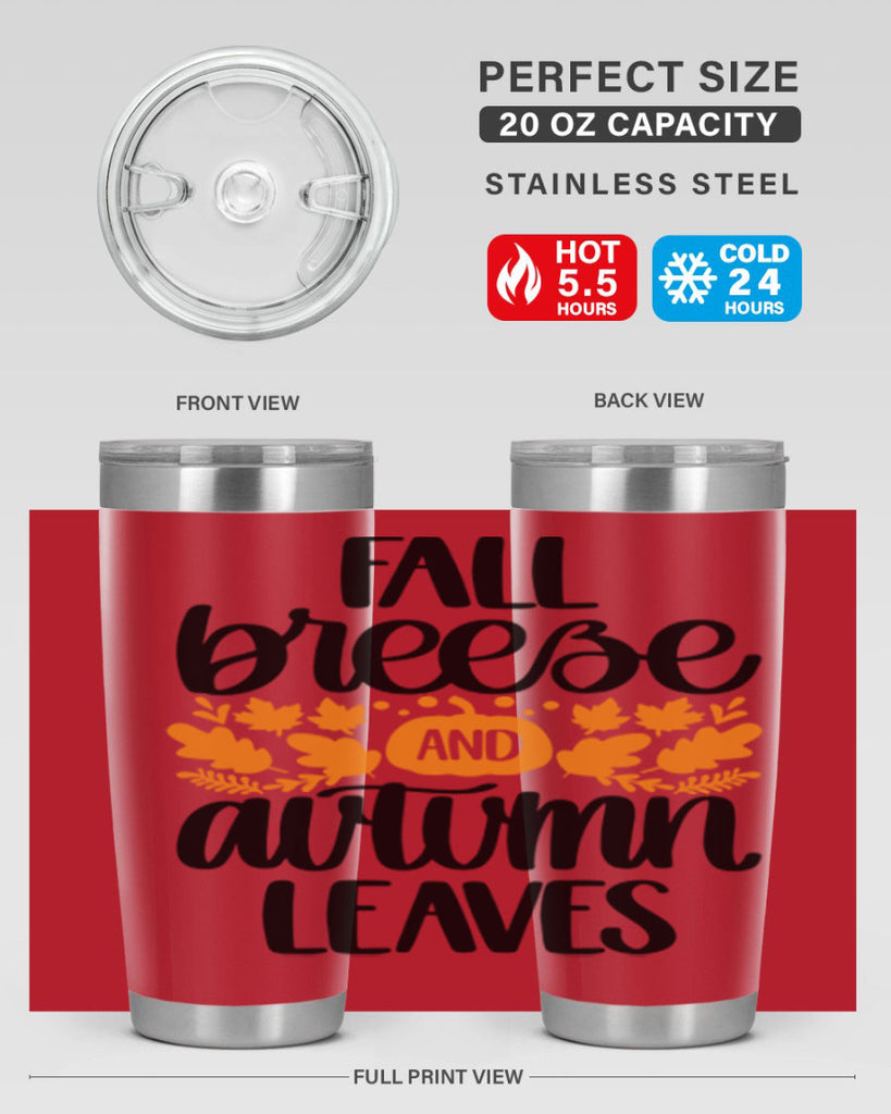 Fall Breezy And Autumn Leaves 482#- fall- Tumbler