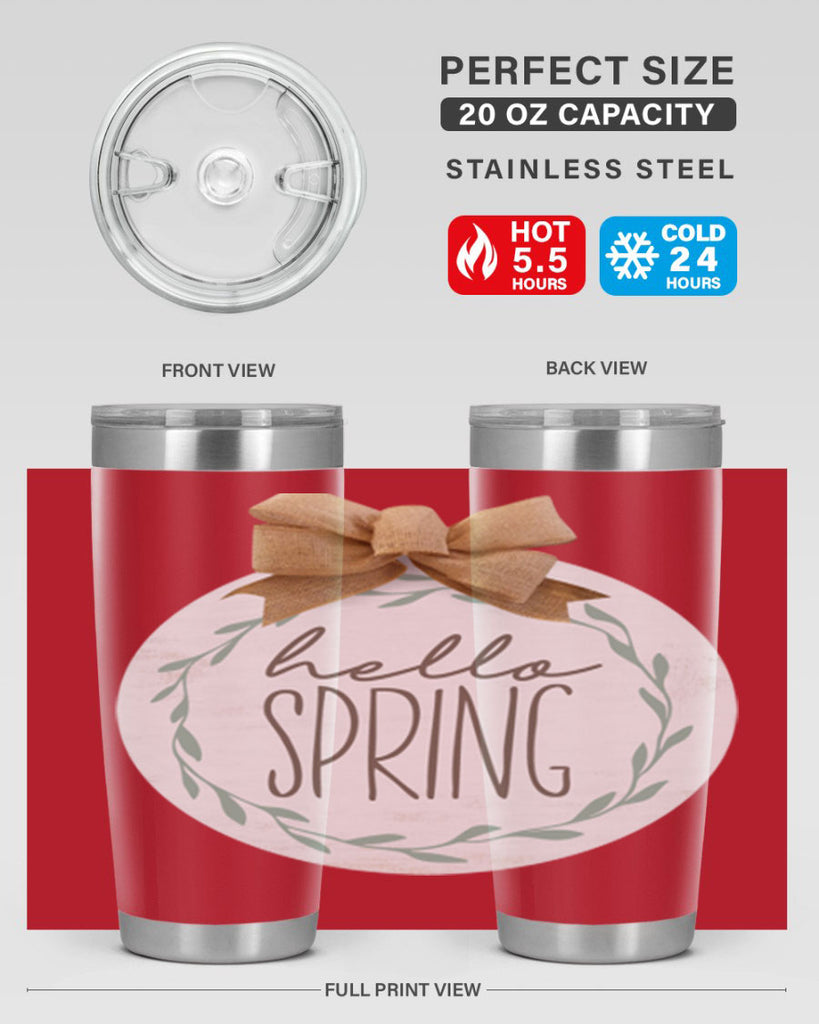 Hello Spring Wreath leaves Mockup209#- spring- Tumbler