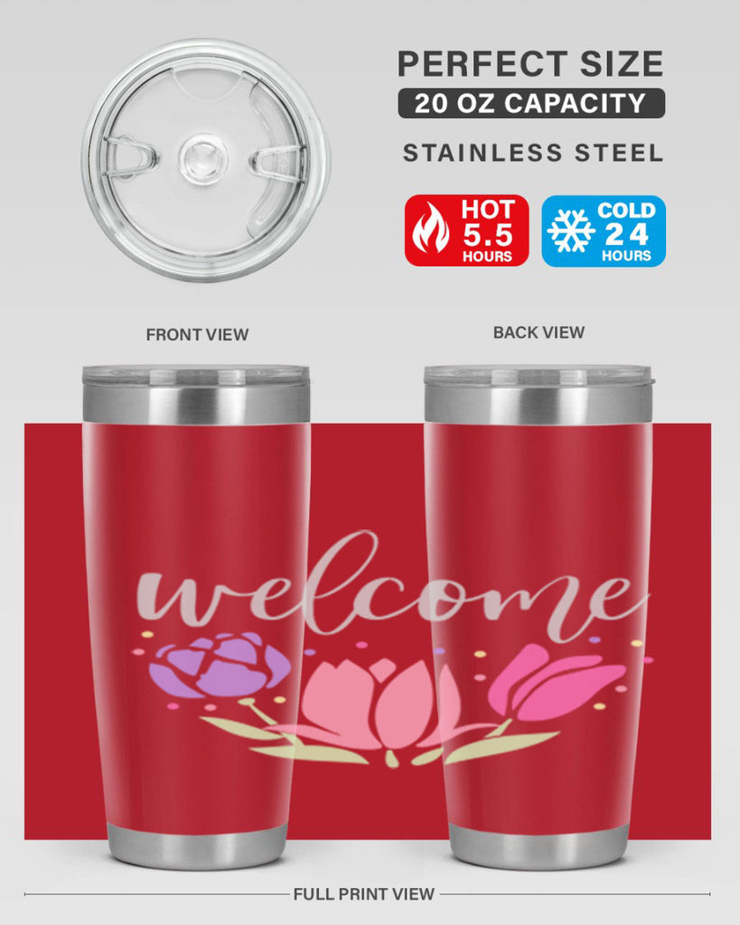 Welcome three flowers587#- spring- Tumbler