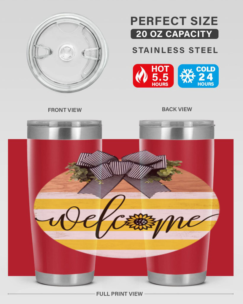 Welcome with sunflower Mockup591#- spring- Tumbler