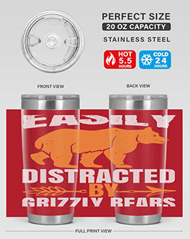 easily distracted by grizzly bears 1#- Bears- Tumbler