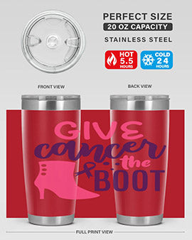 give cancer the boot Style 1#- breast cancer- Tumbler