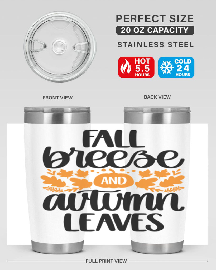 Fall Breezy And Autumn Leaves 482#- fall- Tumbler