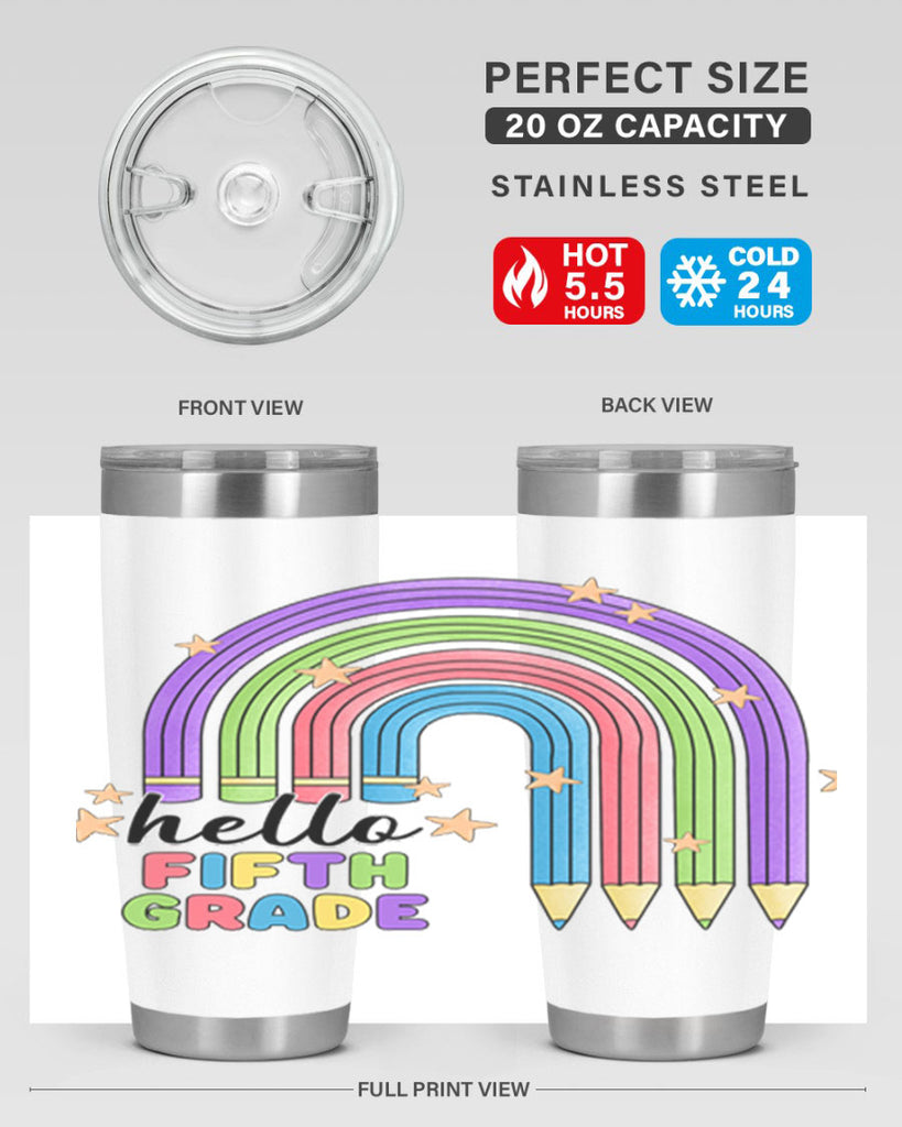 Hello 5th Grade Pencil Rainbow 13#- 5th grade- Tumbler