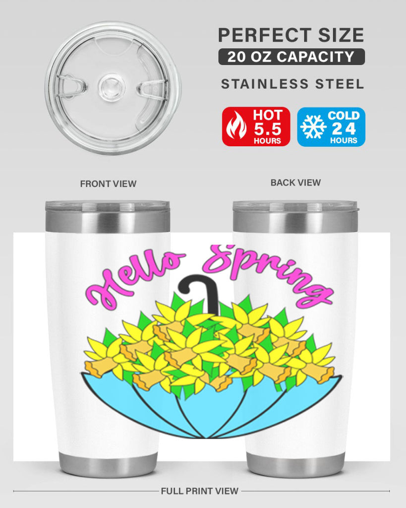 Hello Spring Umbrella Daffodils207#- spring- Tumbler