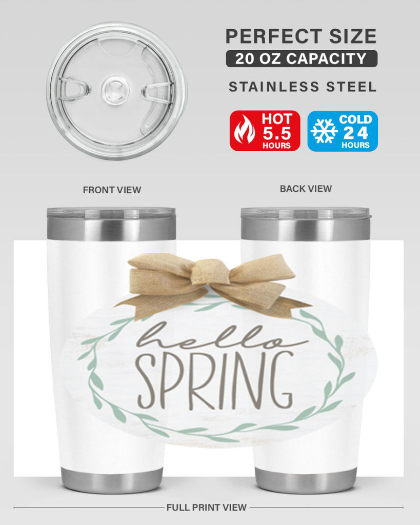 Hello Spring Wreath leaves Mockup209#- spring- Tumbler