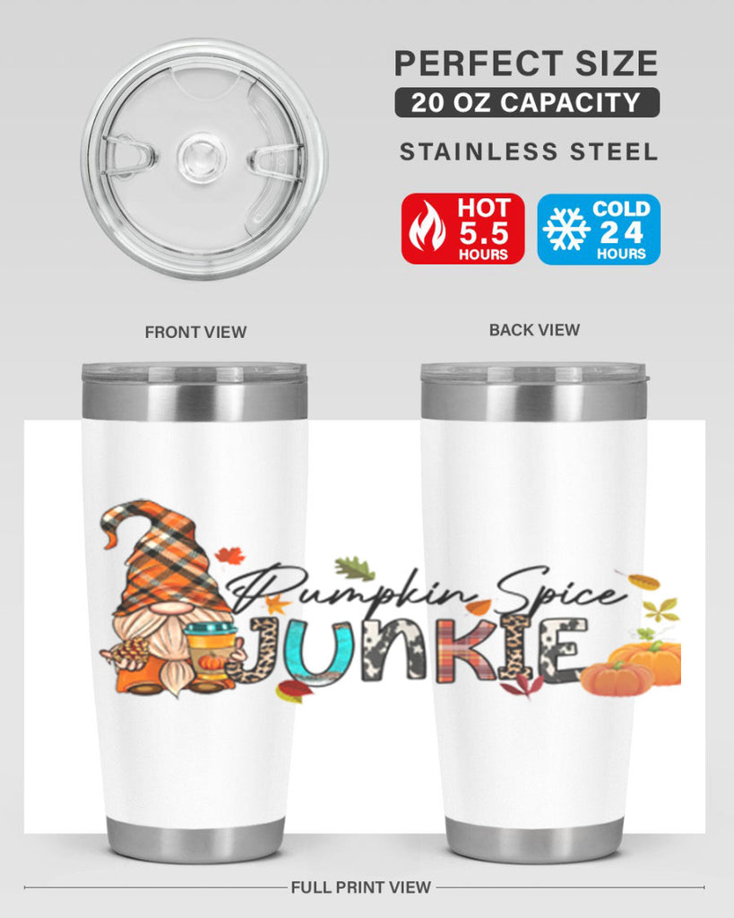 PumpkinSpiceJunkieFallGnome 567#- fall- Tumbler