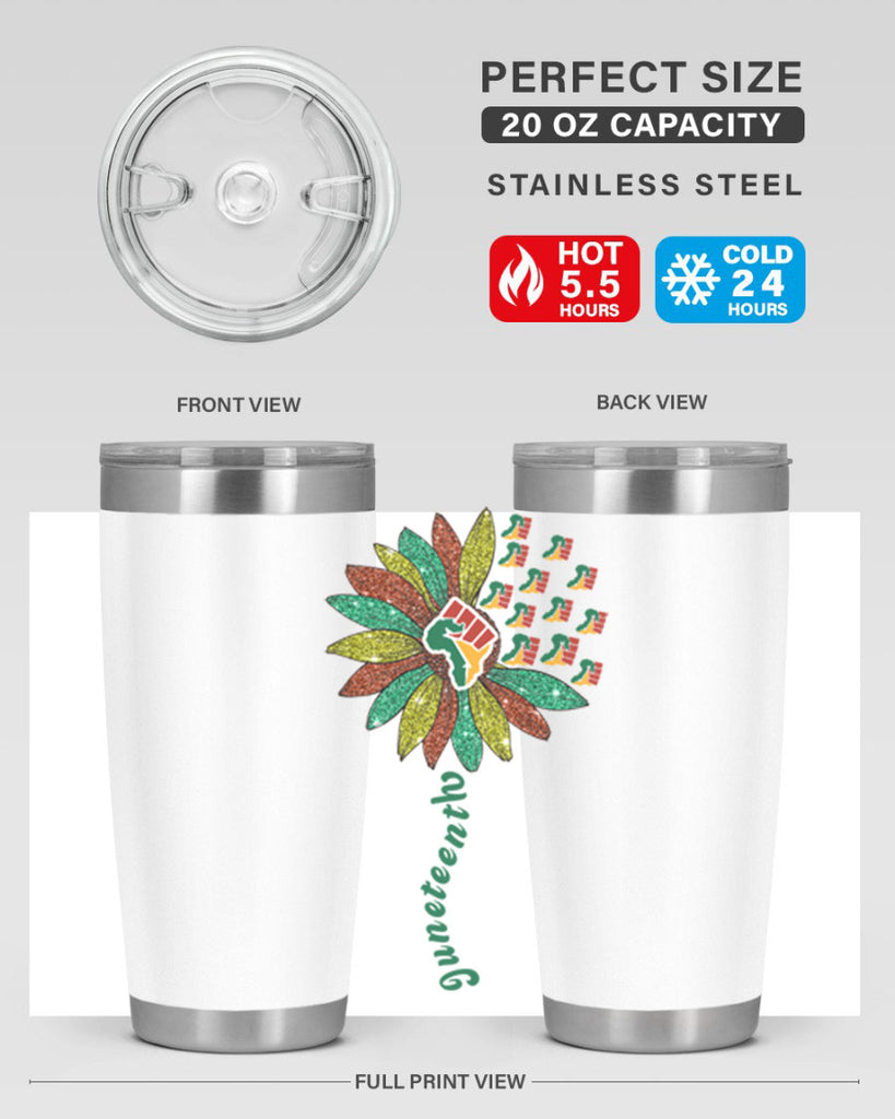 Sunflower Fist Juneteenth Black History 24#- Juneteenth- tumbler