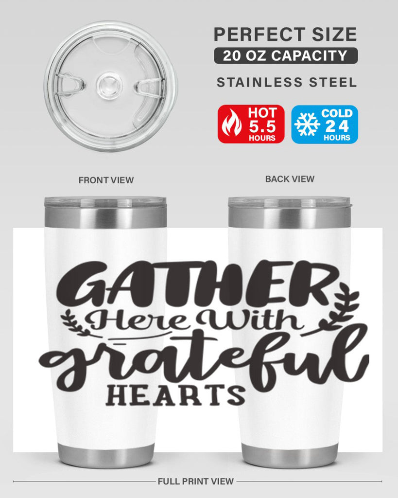gather here with grateful hearts 62#- thanksgiving- Tumbler