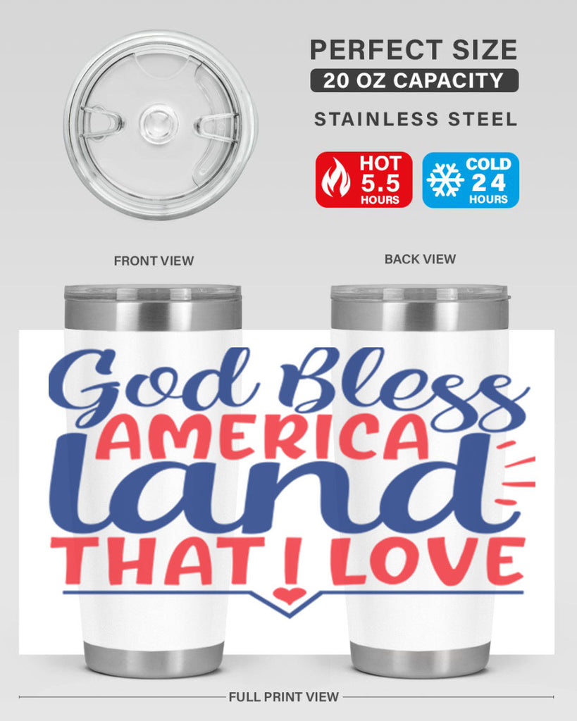 god bless america land that i love Style 54#- Fourt Of July- Tumbler