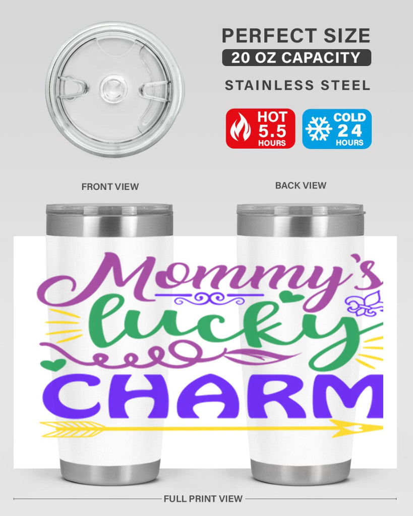 mommys lucky charm 6#- mardi gras- Tumbler